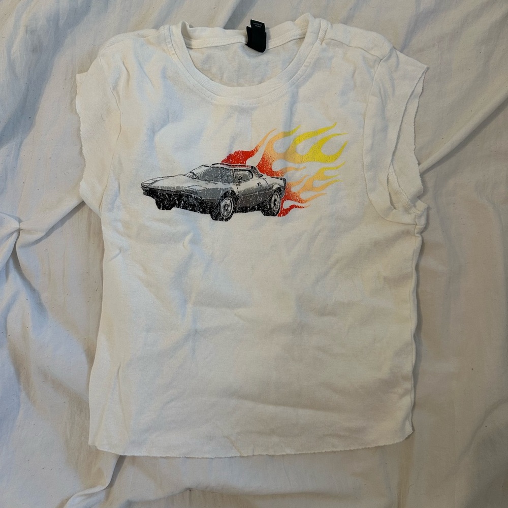 Wild Fable White Muscle Tee with Car Graphic